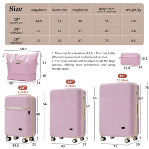 English Elm Luggage 5 Piece Hardside Abs Set with Front Access Carry on and Tsa Spinner Wheels Light Pink N732P391579U