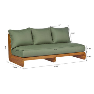 English Elm Outdoor Acacia Wood Three Seat Sofa with Thick Foam Cushions for Patio Living N773P302635G