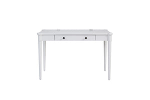 English Elm Writing Desk Crafted with Mindy Veneers for Durability, Flip-Down Drawer, Cable Management, Tapered Legs White 52 L x 31 W x 8 H B2699P373700