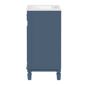 English Elm 18-inch French Country Freestanding Bathroom Vanity Rubberwood Cabinet with Ceramic Sink Blue N710P371187C