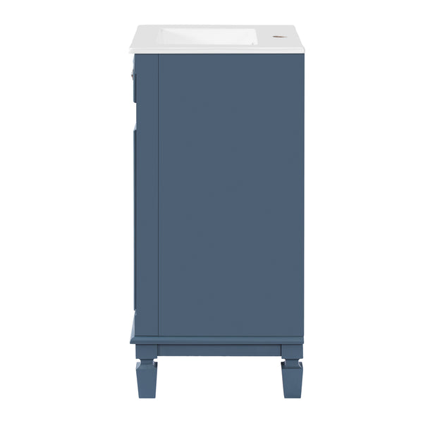 English Elm 18-inch French Country Freestanding Bathroom Vanity Rubberwood Cabinet with Ceramic Sink Blue N710P371187C