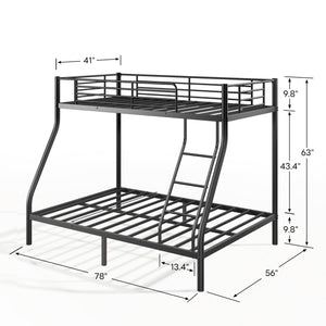 English Elm Metal Twin-Over-Full Bunk Bed for Adults & Teens, Black Powder-Coated Steel, Sturdy No-Box-Spring Design W2889P317691