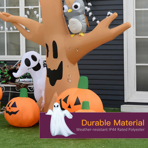 English Elm Homcom 7.5' Lighted Halloween Inflatable Haunted Tree With Owl, Ghost & Pumpkins - Spooky Yard Decor! W2225P229515