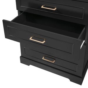 English Elm 72.2'' Tall Freestanding Bathroom Cabinet with 3 Drawers, Adjustable Shelf, Soft-Close Doors, Modern Elegant Design Black N729P296769B