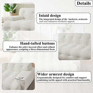 English Elm [video]87.4-inch Cloud Series Chenille Three-seater Sofa with Tufted Square Arms for Living Rooms White W3505P383948