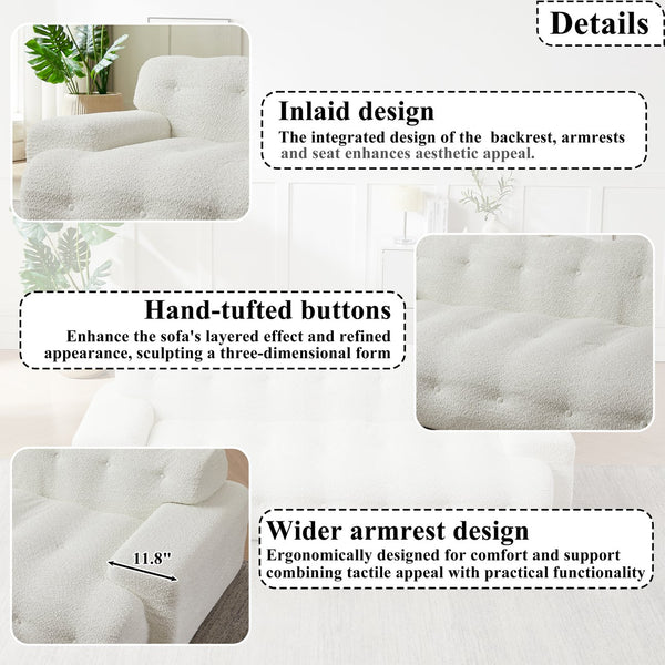 English Elm [video]87.4-inch Cloud Series Chenille Three-seater Sofa with Tufted Square Arms for Living Rooms White W3505P383948