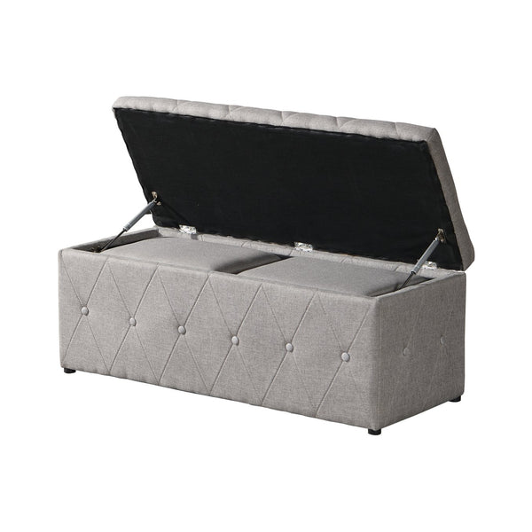 English Elm 1 Set of Two Linen Upholstered Rectangular Storage Ottomans for Bedroom Living Room W2297P455290