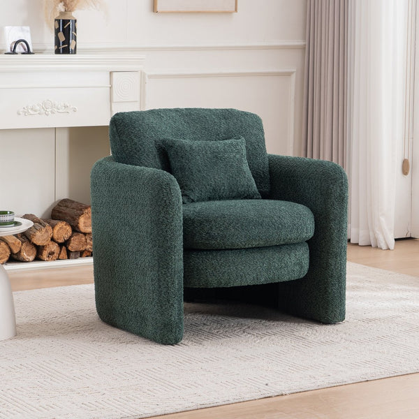 English Elm Rounded Corner Modern Chair Chenille Upholstered Ergonomic Seat Spacious Comfort Durable Style Green W3206P298326