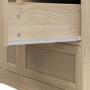 English Elm 51.2 Rattan Locker with 9 Spacious Drawers and Metal Handles—Versatile Storage for Home Organization Natural W757P238049