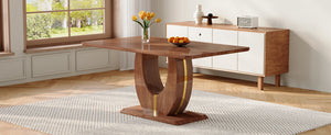 English Elm Modern Mdf Dining Table Seats Six with U-shaped Legs for Minimalist Interiors Wood W1151S04163