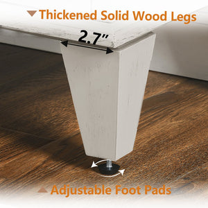 English Elm 65.2" Mid Century Sideboard Buffet with Fluted Geometric Doors, Spacious Adjustable Shelves & Brass Accents Antique White W1801P346230