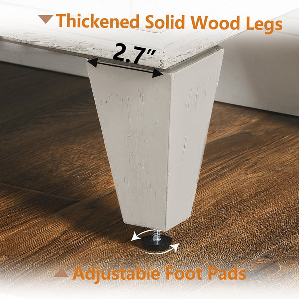 English Elm 65.2" Mid Century Sideboard Buffet with Fluted Geometric Doors, Spacious Adjustable Shelves & Brass Accents Antique White W1801P346230