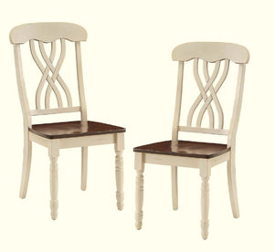 English Elm Farmhouse Buttermilk & Oak Side Chairs Set of 2 – Scooped Seats, X-Back Support, Rustic Wooden Dining Accent B2741P331536