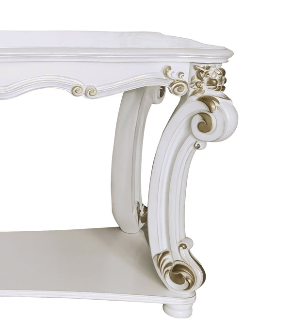 English Elm Vendome Elegant Antique Pearl Finish Sofa Table with Scrolled Legs, Bottom Shelf & Apron Trim B2726P263494
