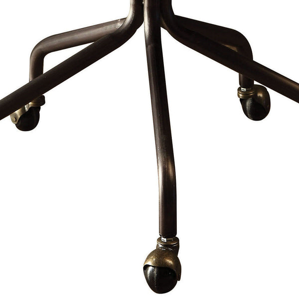 English Elm Vintage Swivel Office Chair in Whiskey Grain Leather with Nailhead Trim and Rolling 5-Star Base Brown B062P182752