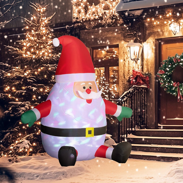 English Elm Outsunny 6' Inflatable Santa Claus With Rotating Magic Light - Perfect For Outdoor Holiday Displays! W2225P249961-GIGA