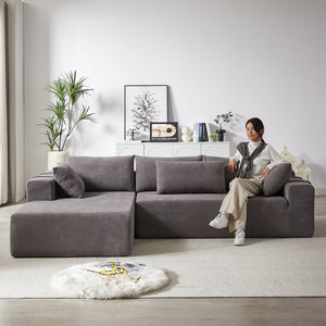 English Elm Modern Chenille Upholstered Sectional Sofa Set - 108" L Shaped Couch With 6 Pillows For Living Room W834S00400