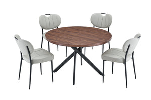 English Elm Round Foldable Mdf Dining Table with Radial Legs for Small Space Bistro Interiors Dark Walnut W3493P462092