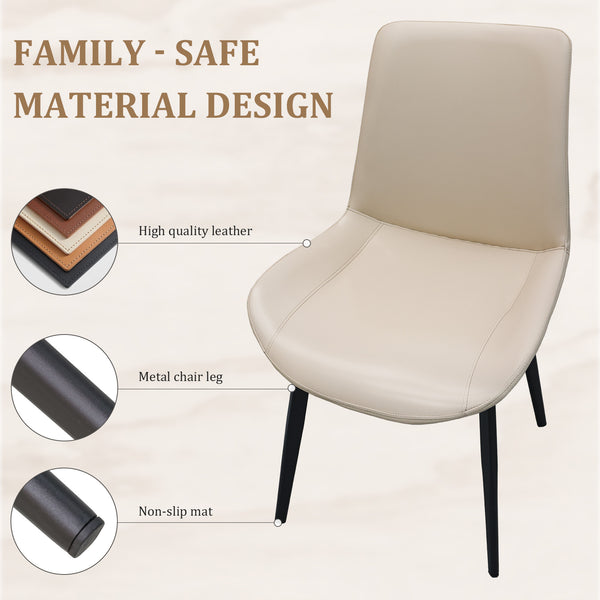 English Elm Beige Pu Leather Dining Chairs Set Of 2 - Modern, Durable, Ergonomic For Kitchen, Office & More! T3967P384117