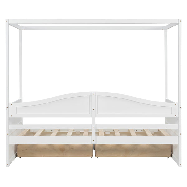 English Elm Twin Canopy Daybed with Pull Out Trundle Pinewood Frame for Kids or Guest Rooms N708P373435K