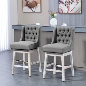 English Elm Homcom Wingback Counter Stools Set of 2 Swivel Tufted Upholstered Kitchen Bar Seating W2225P217148