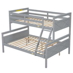English Elm Twin Twin-over-Full Bunk Bed with Attached Ladder and Full-Length Guardrails for Safe Space-Saving Sleep Gray SM000118AAE-1