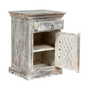 English Elm Christopher Knight Home® - WOODEN Boho Mango Wood Nightstand with 1 Drawer & 1 Door, Washed Distressed White Finish, 17.75"W x 24"H 69357.00