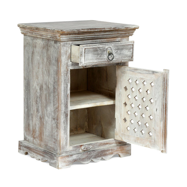 English Elm Christopher Knight Home® - WOODEN Boho Mango Wood Nightstand with 1 Drawer & 1 Door, Washed Distressed White Finish, 17.75"W x 24"H 69357.00