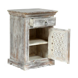 Christopher Knight Home® - Noble House - Tijeras Handcrafted Boho Mango Wood Nightstand, Distressed White