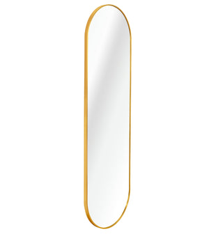 English Elm Gold 63 x 20IN Pill Shaped Full Length Mirror – Brushed Gold Aluminum Frame, Shatterproof HD Glass, Easy Install W2203P230582