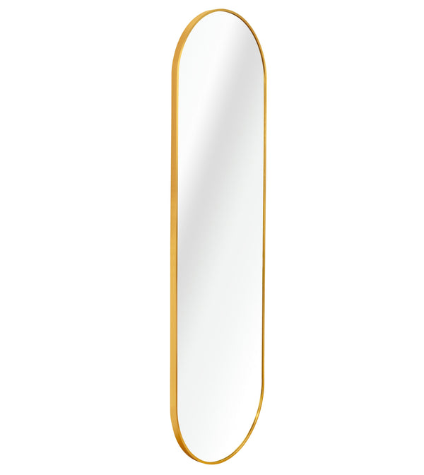 English Elm Gold 63 x 20IN Pill Shaped Full Length Mirror – Brushed Gold Aluminum Frame, Shatterproof HD Glass, Easy Install W2203P230582