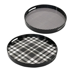 English Elm 2 Piece Nesting Round Trays Bold Plaid Print Mdf Home Organization Set B056P412607