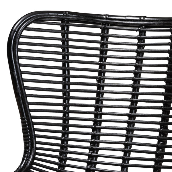English Elm Modern Handcrafted Rattan Accent Chair with Black Metal Frame for Boho Living Spaces B2750P470080