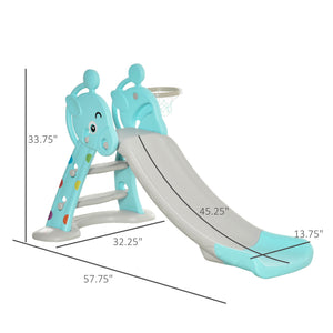 English Elm Qaba Foldable Toddler Slide and Basketball Hoop Playset with Deer Design Hdpe W2225P200820