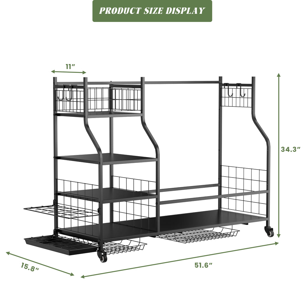 English Elm Golf Bag Storage Rack for Garage Holds 3 Bags with Wheels Hooks and Club Display T3210P392617