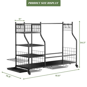 English Elm Golf Bag Storage Rack for Garage Holds 3 Bags with Wheels Hooks and Club Display T3210P392617