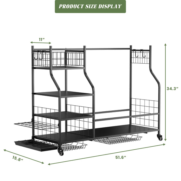 English Elm Golf Bag Storage Rack for Garage Holds 3 Bags with Wheels Hooks and Club Display T3210P392617