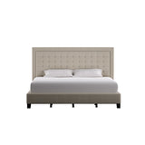 Homelegance By Top-Line Sinead Square Button-Tufted Upholstered Bed Beige Linen