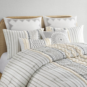 English Elm Cotton Imani Comforter Mini Set with Tufted Chenille Geometric Print, OEKO-TEX Soft King Bedding Ivory 21.65 L x 22.83 W x 9.45 H B035128795