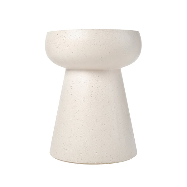 English Elm U_style Sculptural Mushroom Pedestal Table Travertine Mgo Stone Look Patio Accent Beige N711P422070K