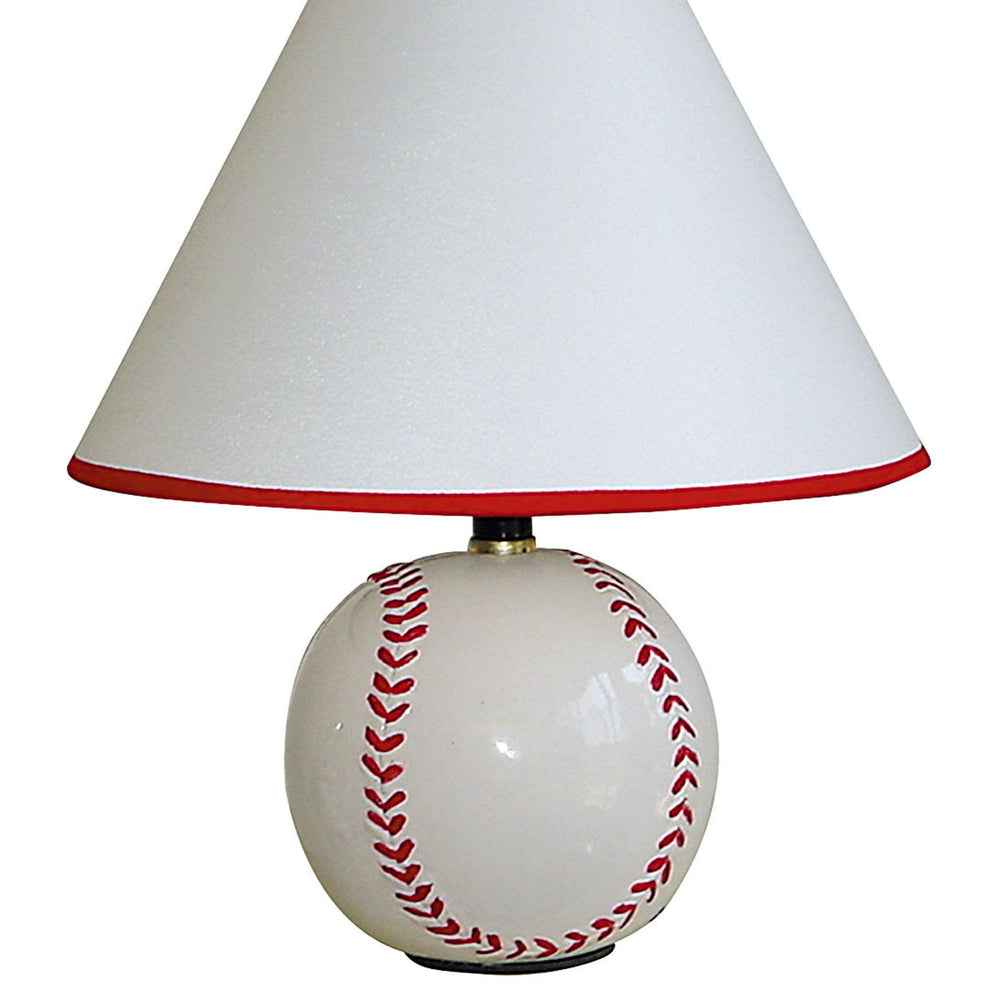 English Elm 12" Charming Ceramic Baseball Table Lamp With Linen Shade – Perfect For Kids' Rooms & Game Spaces B072116101
