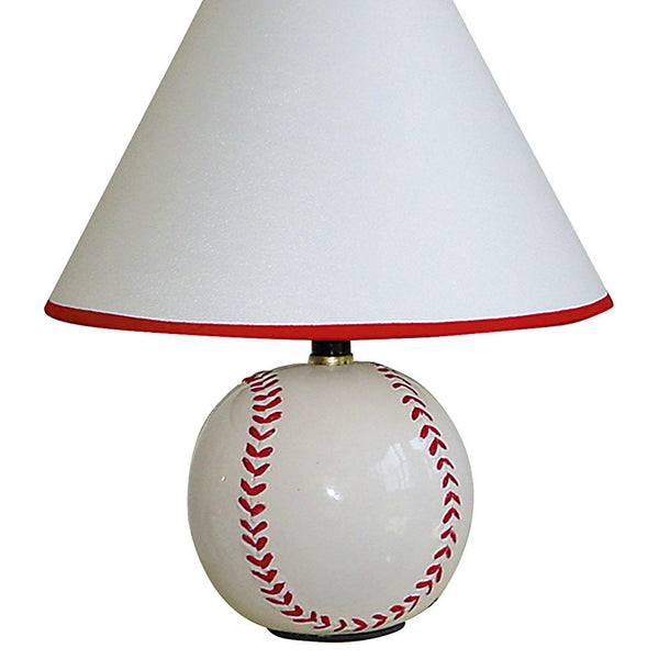 English Elm 12" Charming Ceramic Baseball Table Lamp With Linen Shade – Perfect For Kids' Rooms & Game Spaces B072116101