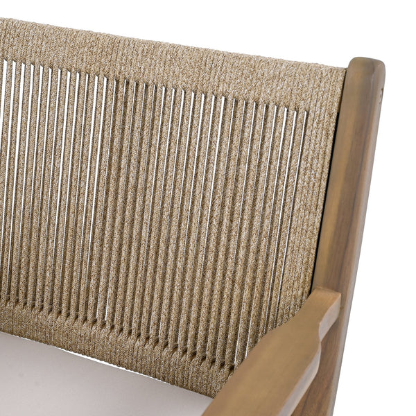 English Elm Christopher Knight Home® - Outdoor Acacia Wood Dining Chairs Set of 2 with Woven Rope Back, Waterproof Cushions, 400lb Capacity Light Brown N779P224995B