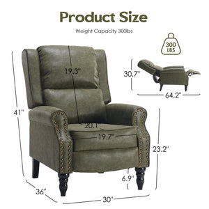 English Elm Faux Leather Pushback Recliner with Ergonomic Lumbar Support for Modern Living Spaces T3623P434282