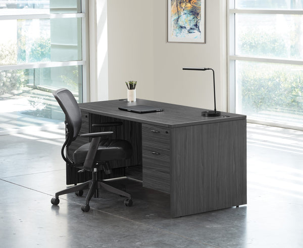 OSP Home Furnishings Napa Executive Double Pedestal Desk with File Drawers for a Polished Home Office NAPSGW-TYP3