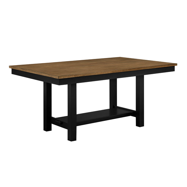 English Elm 2-tone Farmhouse Rectangular Dining Table Seats Six with Trestle Base and Storage Shelf B011P427922