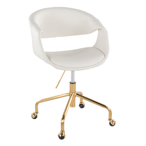 English Elm Task Chair with Chrome Five Star Base Grey Fabric Seat for Modern Home Office Use Gold,White B202P474188
