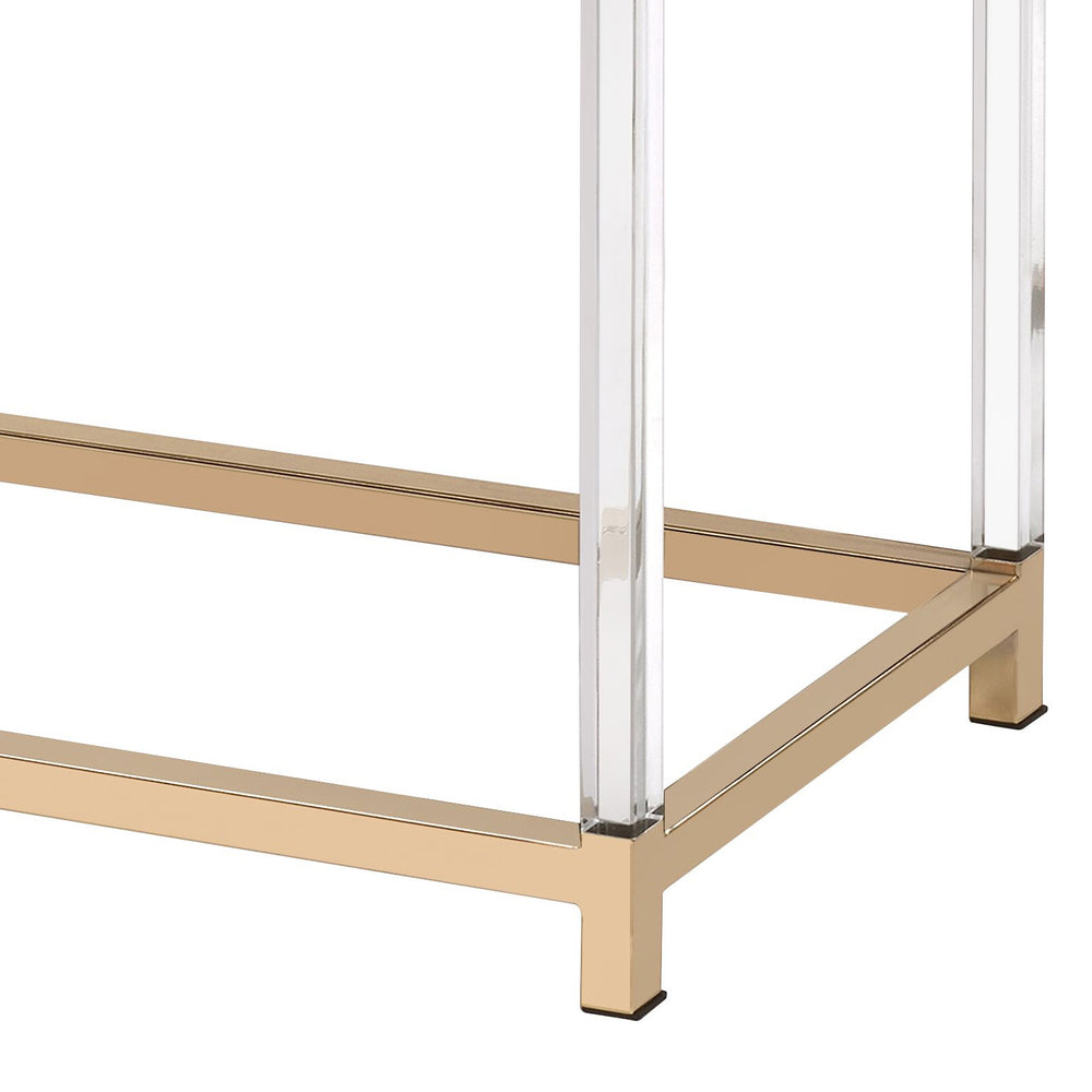 English Elm Adiel Black & Gold Console Sofa Table with 2 Storage Drawers, Metal Frame, Acrylic Legs, Modern Decor B2726P277144