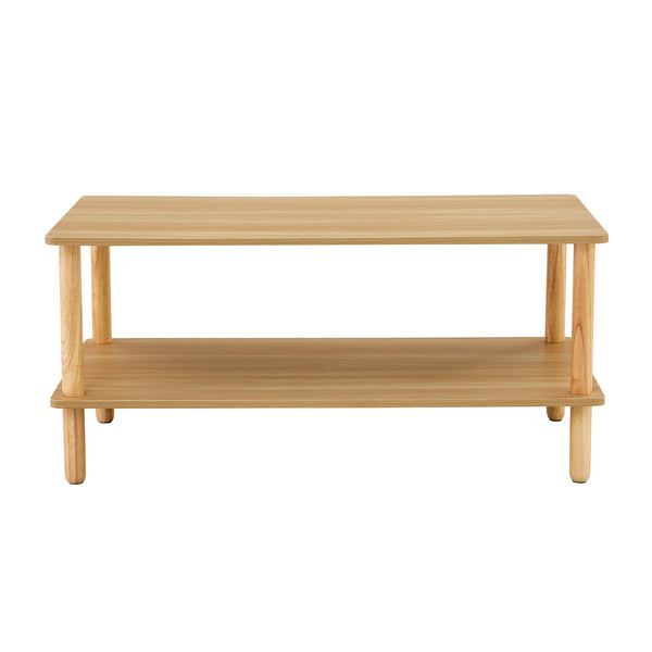 English Elm Modern 2-Tier Coffee Table With Open Storage Shelf, Durable Rubberwood Legs For Stylish Living Spaces W2984P228393