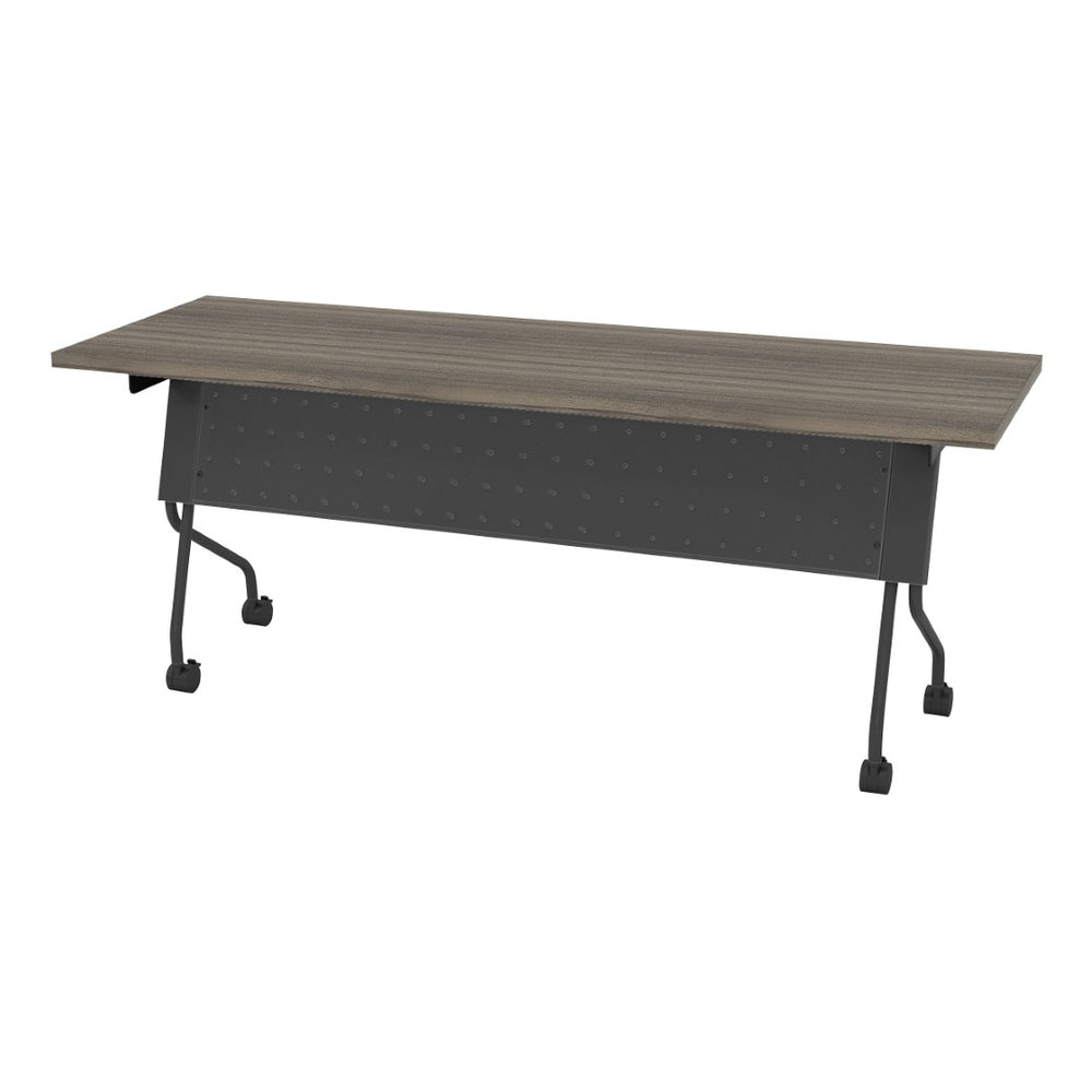 OSP Home Furnishings 6' Nesting Training Table with Walnut Laminate Top and Locking Casters for Offices Titanium 84226TU